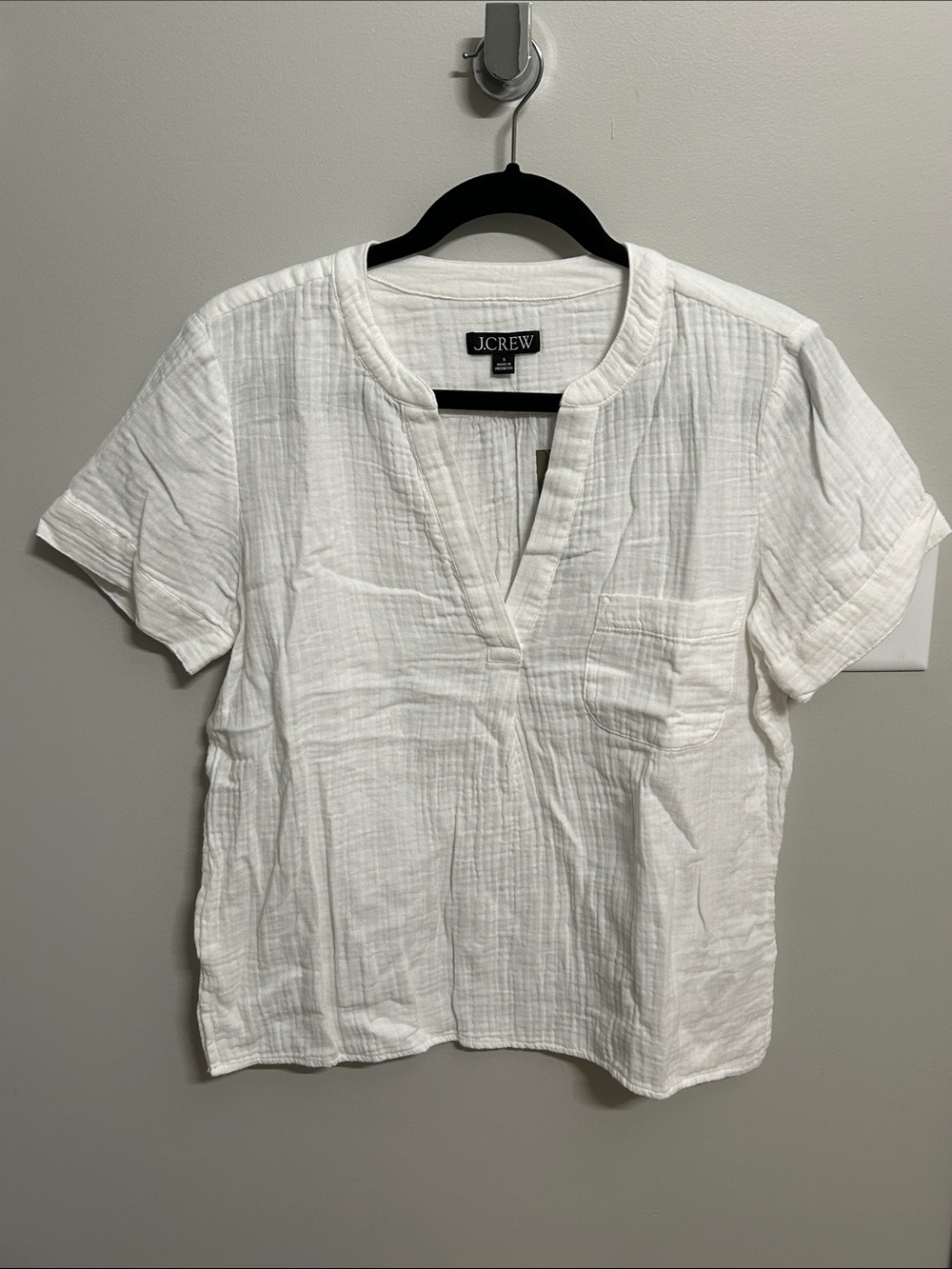 J. Crew V-neck Soft Gauze Popover in White NWT
